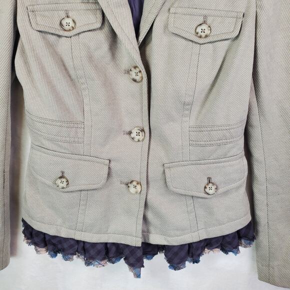 Daughters Of The Liberation Anthropologie Button Front Blazer Jacket Sz 4 Small - Picture 3 of 11